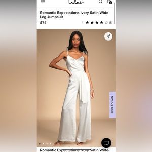 Romantic Expectations Ivory Satin Wide-Leg Jumpsuit